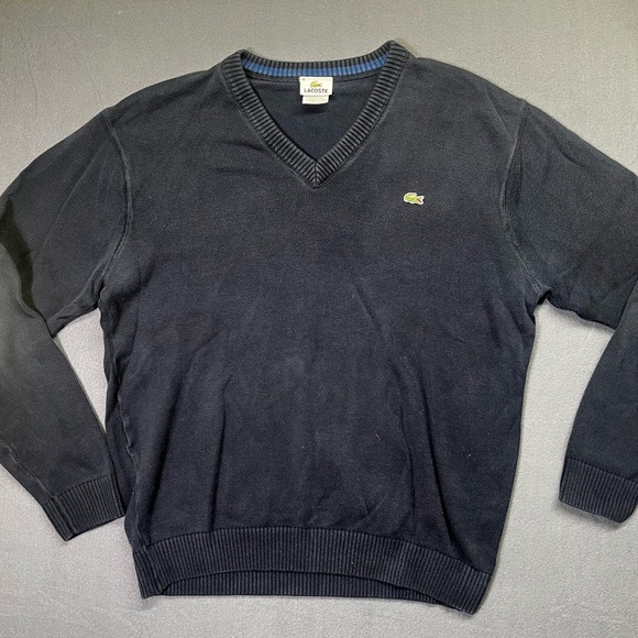Lacoste V-Neck Navy Cotton Sweater Mens 6 or US XL 
100% cotton Soft Comfy 1398 - Picture 1 of 7